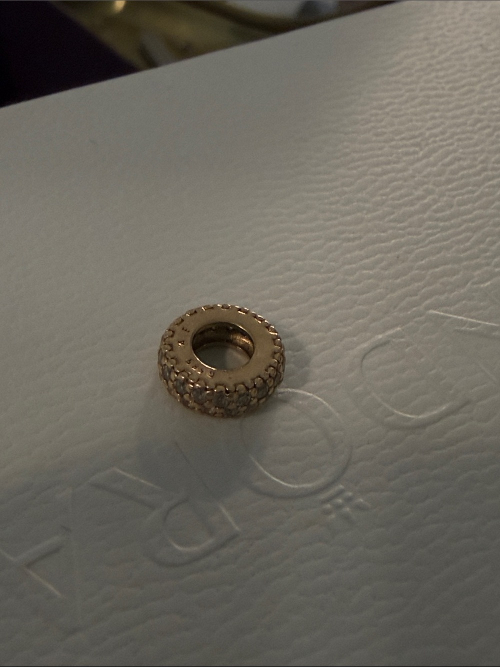 14k gold Pandora Sparkling Gold Pave Spacer Charm